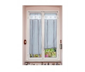 Tendine finestra 60x150 a vetro shabby a pois grigie