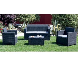 SALOTTO SALOTTINO DA GIARDINO IN RESINA ANTRACITE