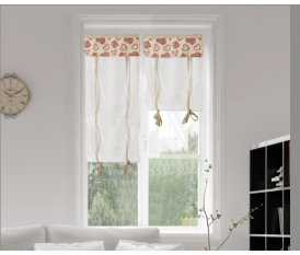 Tende 60x150 country shabby con corde cuori rossi - Dolomite