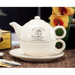 Teiera e tazza in ceramica - Shabby-Country Chic