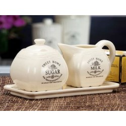 Set Zuccheriera , lattiera e vassoio - Shabby chic