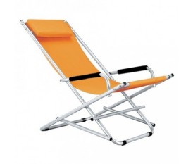 SEDIA SDRAIO PIEGHEVOLE REGOLABILE CON POGGIAPIEDI  DA ESTERNI ARANCIONE IN ACCIAIO