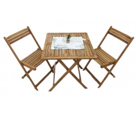 TAVOLO DA GIARDINO IN ACACIA + 2 SEDIE