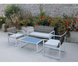 Salotto salottino giardino esterno in polirattan e acciaio